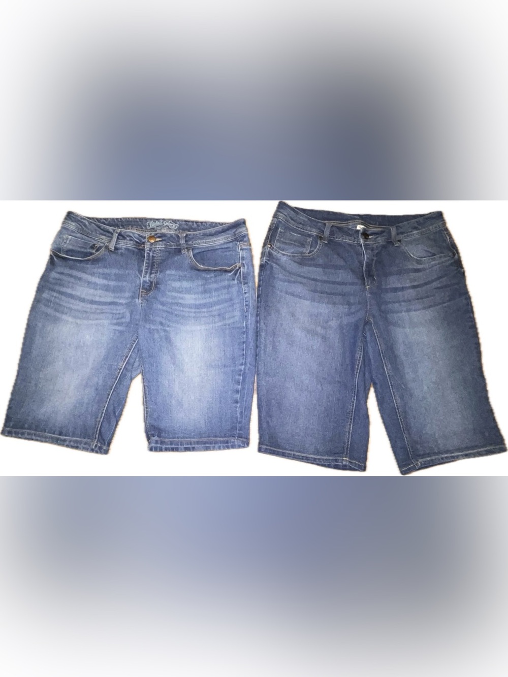 2 Pair Faded Glory Women's Denim Bermuda Shorts - Size 16